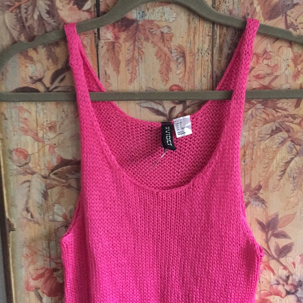 NWT H&M DIVIDED HOT PINK WOVEN SLVLSS TANK TOP 2 - Picture 8 of 8